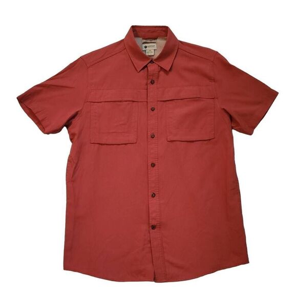Haggar Clothing Men's Size Small Red Fitted Short Sleeve Button Down Shirt - Picture 1 of 6